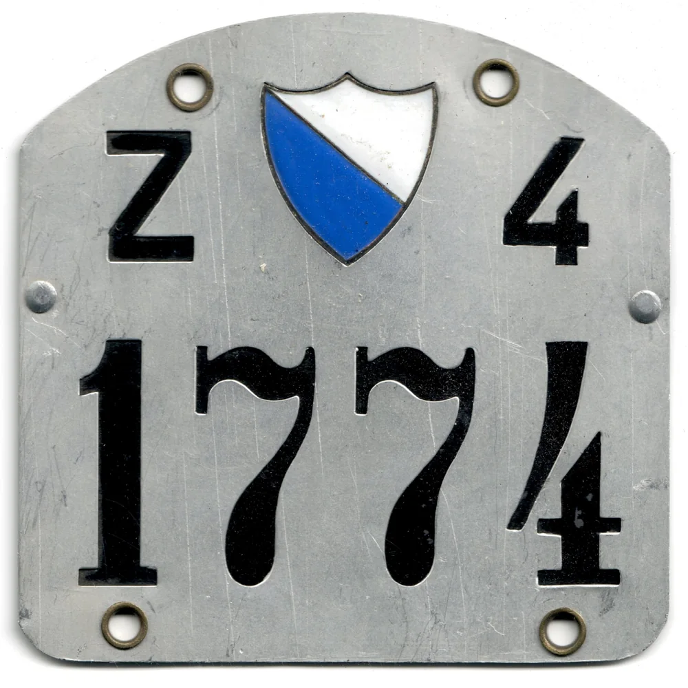 Zürcher Velonummer aus der Zeit von 1902 bis 1909