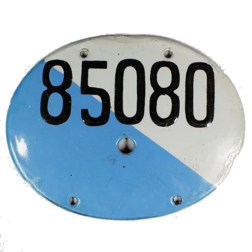 Ovale Zürcher Emaille-Velonummer 85080 von 1924