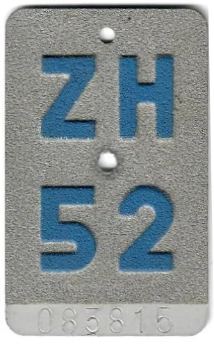 Reflektierende Zürcher Velonummer ZH 52