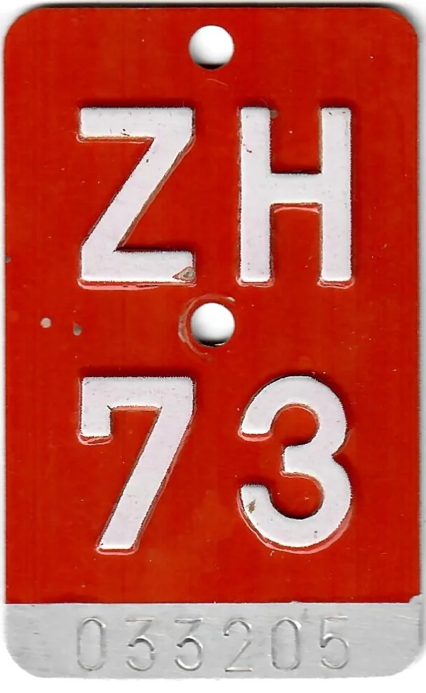 Rote Zürcher Velonummer ZH 73